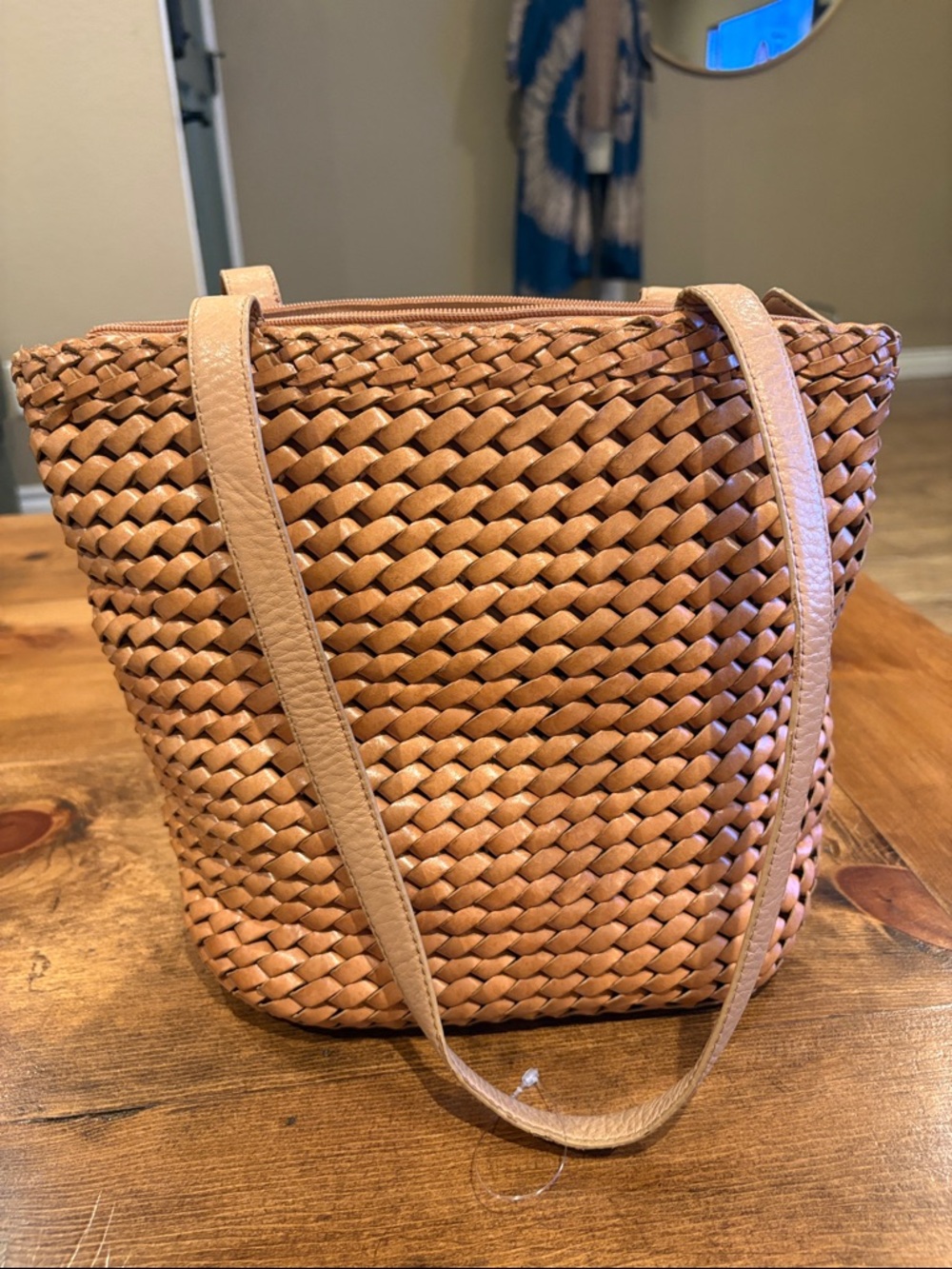 Fossil Woven Tote in Tan
